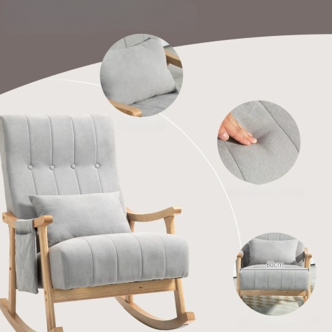 Fotel bujany wypoczynkowy telewizyjny krzesło drewniana rama