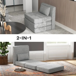 Fotel rozkładany sofa do spania wypoczynkowa szara łóżko