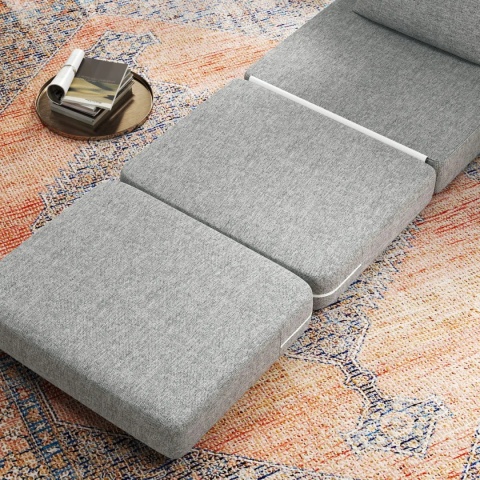 Fotel rozkładany sofa do spania wypoczynkowa szara łóżko