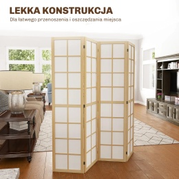 Parawan oddzielający 4 części zasłona z drewna kurtyna ścianka