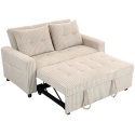 Kanapa Sofa rozkładana Mała Sztruks 157x90 cm Kremowa