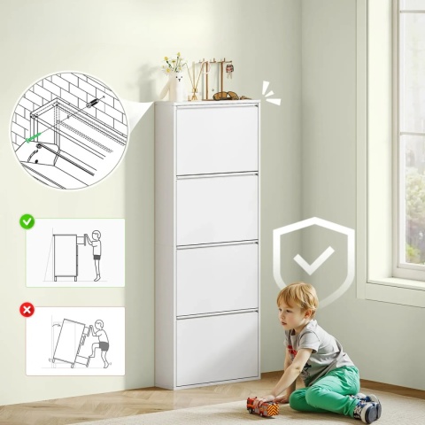 Szafka na buty biała Metalowa wysoka wąska Uchylna Pojemna