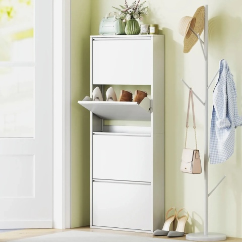 Szafka na buty biała Metalowa wysoka wąska Uchylna Pojemna