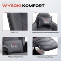 Fotel gamingowy z masażem rozkładany regulowany podnóżek eko skóra