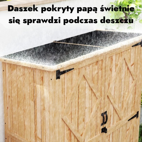 Domek narzędziowy drewniany Schowek Szopka zamykane drzwi półki