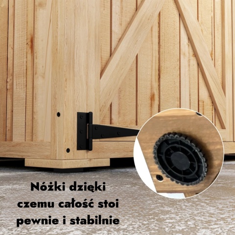 Domek narzędziowy drewniany Schowek Szopka zamykane drzwi półki