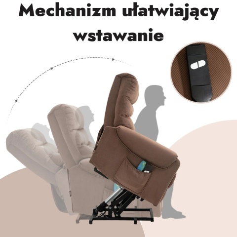 Fotel podnoszony elektryczny rozkładany masujący podgrzewany geriatryczny