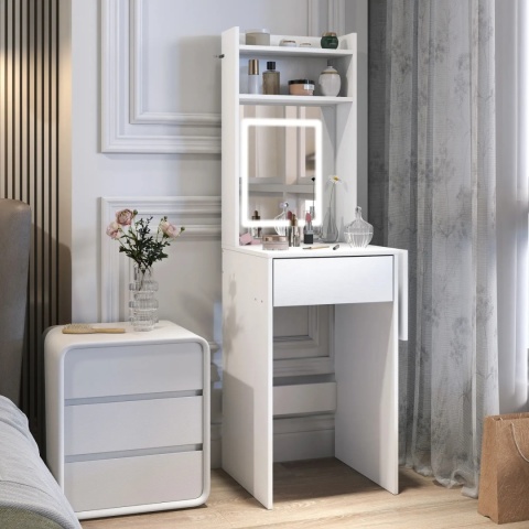 Toaletka z lustrem LED Wąska DO MAŁEGO MIESZKANIA