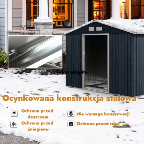 Domek Metalowy Schowek na Narzędzia Mini garaż na Rower Szopka schowek