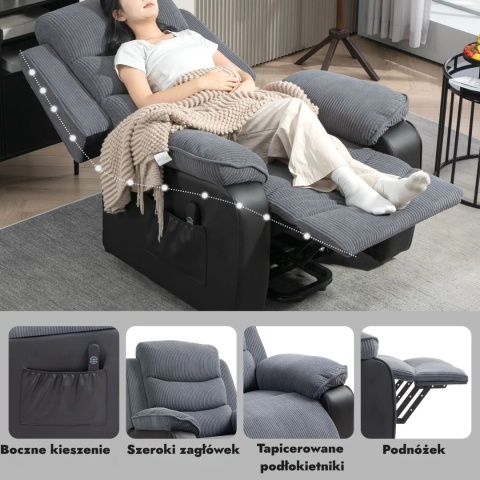 Elektryczny fotel relaksacyjny Podnoszony Geriatyczny z Podnóżkiem rozkładany telewizyjny