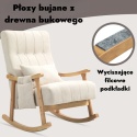 Fotel bujany Drewniany Telewizyjny do pracy lub wypoczynku Beżowy Kremowy