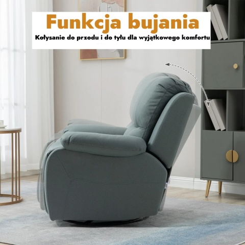 Fotel bujany rozkładany z podnóżkiem wypoczynkowy telewizyjny do nauki pracy grania