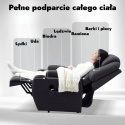 Fotel elektryczny podnoszony rozkładany wypoczynkowy Eko skóra Czarny
