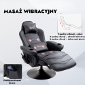 Fotel gamingowy z masażem rozkładany regulowany podnóżek eko skóra