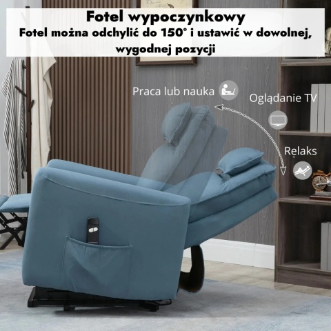 Fotel podnoszony elektryczny rozkładany wypoczynkowy geriatryczny