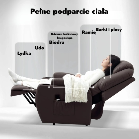 Fotel podnoszony elektryczny wypoczynkowy telewizyjny rozkładany geriatryczny