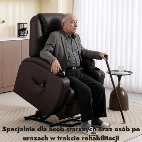 Fotel podnoszony elektryczny wypoczynkowy telewizyjny rozkładany geriatryczny