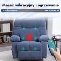Fotel rozkładany Obrotowy z masażem i funkcją grzania do 150kg Niebieski
