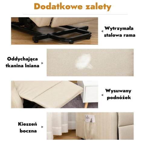 Fotel rozkładany geriatryczny elektryczny telewizyjny wypoczynkowy leżanka