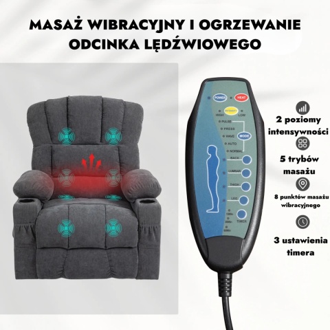 Fotel rozkładany podnoszony elektryczny wypoczynkowy telewizyjny
