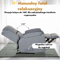 Fotel rozkładany wypoczynkowy telewizyjny do salonu sypialni szary