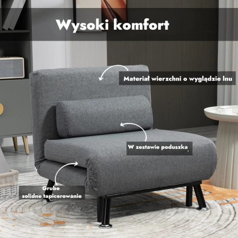 Fotel rozkładany z funkcją spania regulowany łóżko wypoczynkowy leżanka