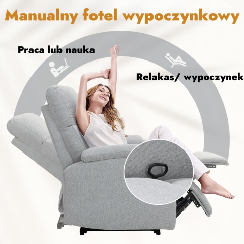 Fotel rozkładany z podnóżkiem wypoczynkowy telewizyjny