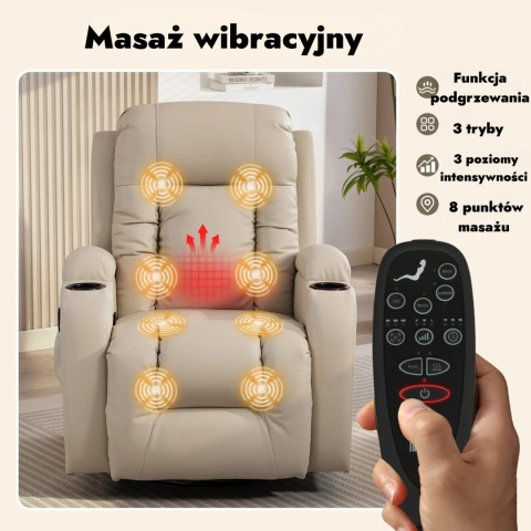 Fotel z masażem masujący elektryczny rozkładany wypoczynkowy telewizyjny