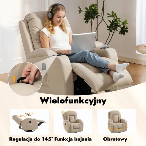 Fotel z masażem masujący elektryczny rozkładany wypoczynkowy telewizyjny