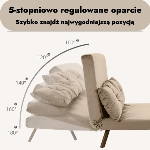 Kanapa Dwuosobowa Rozkładana Łóżko 73x102 cm Sofa Beżowa