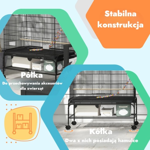 Klatka dla ptaków woliera na kółkach z półką