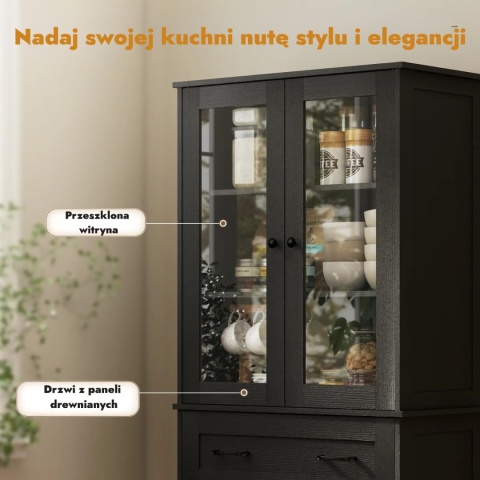 Kredens kuchenny szafka bufet witryna organizer na tależe przyprawy do kuchni lub jadalni czarny