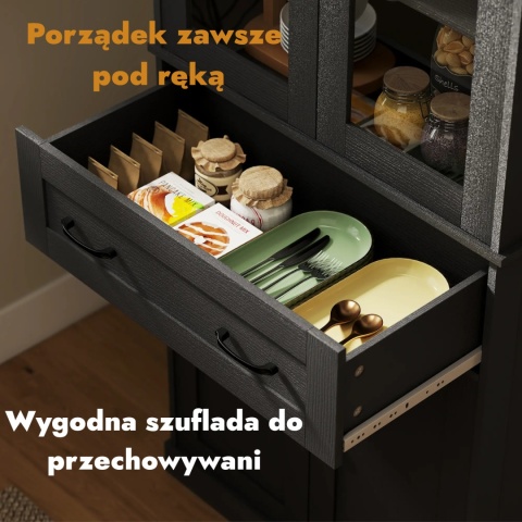 Kredens kuchenny szafka bufet witryna organizer na tależe przyprawy do kuchni lub jadalni czarny
