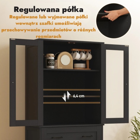 Kredens kuchenny szafka bufet witryna organizer na tależe przyprawy do kuchni lub jadalni czarny