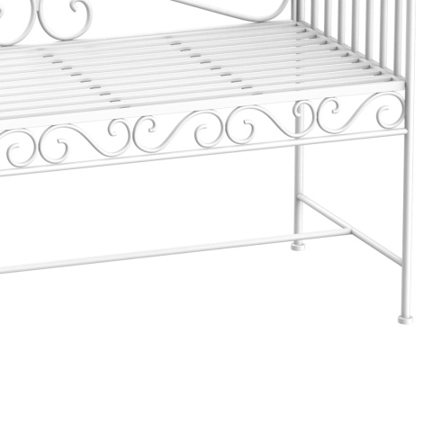 Ławka do ogrodu Vintage Metalowa Biała Rustykalna Retro 111x50x98 cm