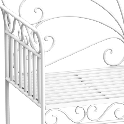 Ławka do ogrodu Vintage Metalowa Biała Rustykalna Retro 111x50x98 cm