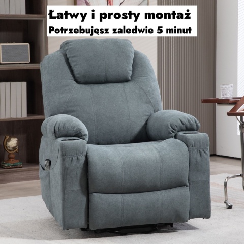 Fotel podnoszony z funkcją wstawania rozkładany elektryczny masujący