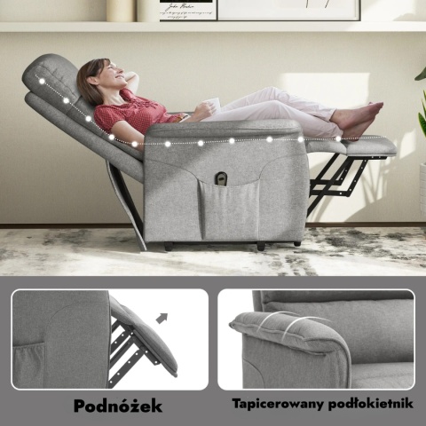 Fotel podnoszony rozkładany elektryczny geriatryczny telewizyjny wypoczynkowy