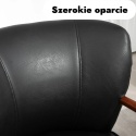 Krzesło do salonu sypialni gabinetu szerokie siedzisko drewniana rama eko skóra