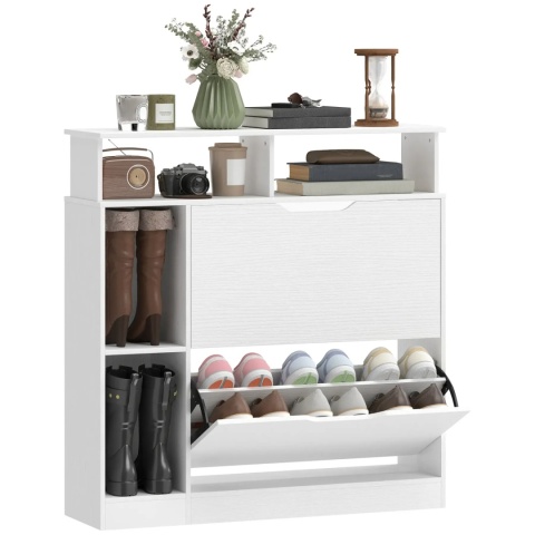 Szafka na buty Uchylna na 12 par Biała 89x25x92 cm Komoda Półka