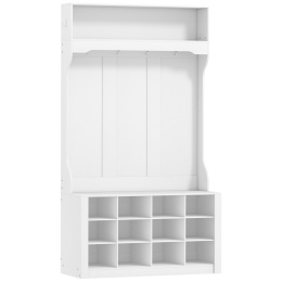 Szafka na buty z ławką Rustykalna Biała 100x35x 172,2 cm