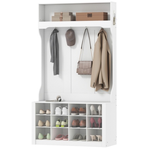 Szafka na buty z ławką Rustykalna Biała 100x35x 172,2 cm