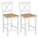Krzesła barowe Drewniane Hokery Zestaw 2 sztuk Białe