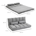 Sofa roskładana 3 w1 leżanka kanapa regulowane oparcie szara