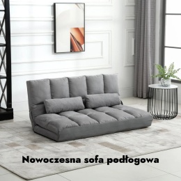 Sofa roskładana 3 w1 leżanka kanapa regulowane oparcie szara