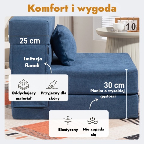 Sofa rozkładana leżanka kanapa materac łóżko dla gości