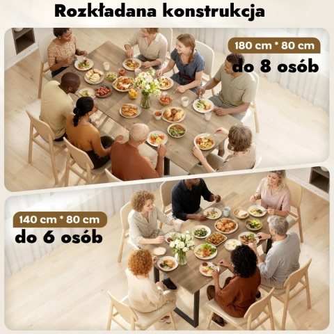 Stół rozkładany do salonu jadalni na 6 lub 8 osób