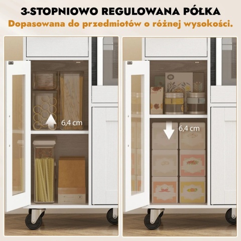 Szafka kuchenna wyspa organizer kuchenny na mikrofalówkę biała na kółkach