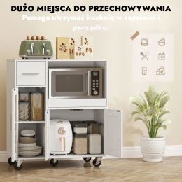 Szafka kuchenna wyspa organizer kuchenny na mikrofalówkę biała na kółkach