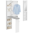 Szafka na deskę do prasowania z lustrem Biała 106x35x174 cm Składana